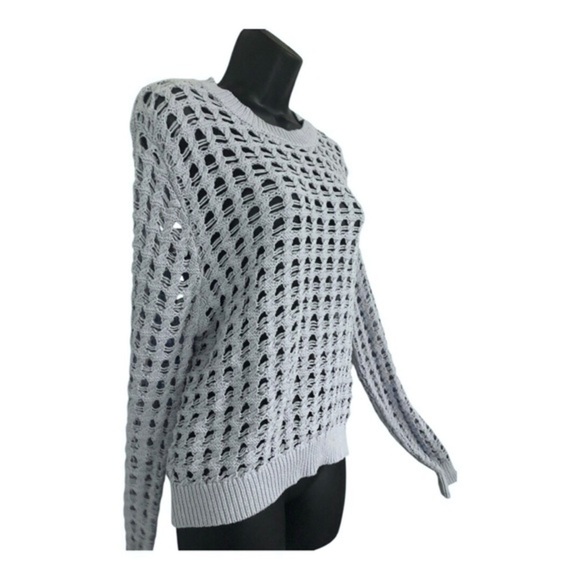 Sincerely Jules blue fishnet crochet mesh crew neck long sleeve sweater size XL - Picture 11 of 14